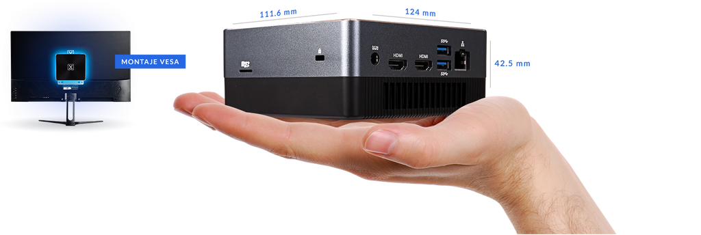 Computadora de Escritorio TITAN MINI PC LANIX 41907 CORE i7 13620H, Memoria Ram 32GB, Disco Solido 1TB SSD, Windows 11 Profesional Monitor Lanix LX240 V9 23.8" Resolución LED FHD 1920x1080 VGA /HDMI /DP